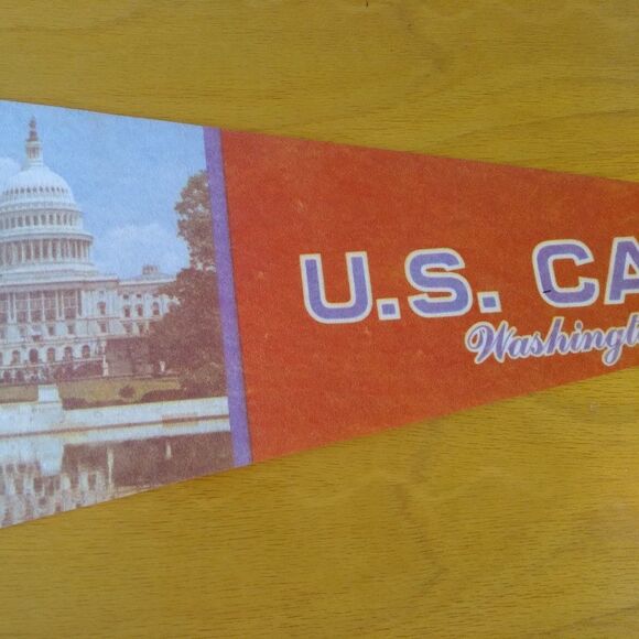 Vintage 60s U.S. Capitol Washington D.C. Pennant Flag 24" - Picture 4 of 8
